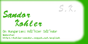 sandor kohler business card